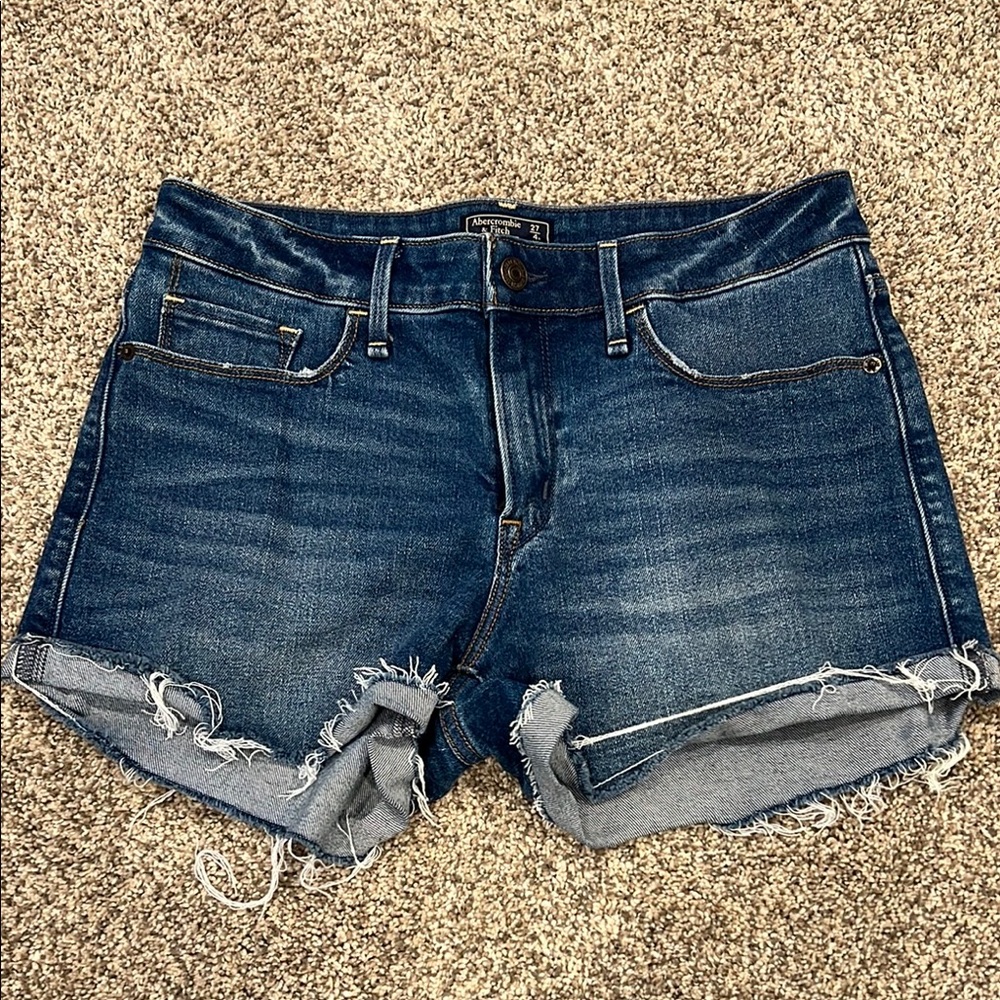 Abercrombie & Fitch Blue Jean Shorts Distressed Cut-Off